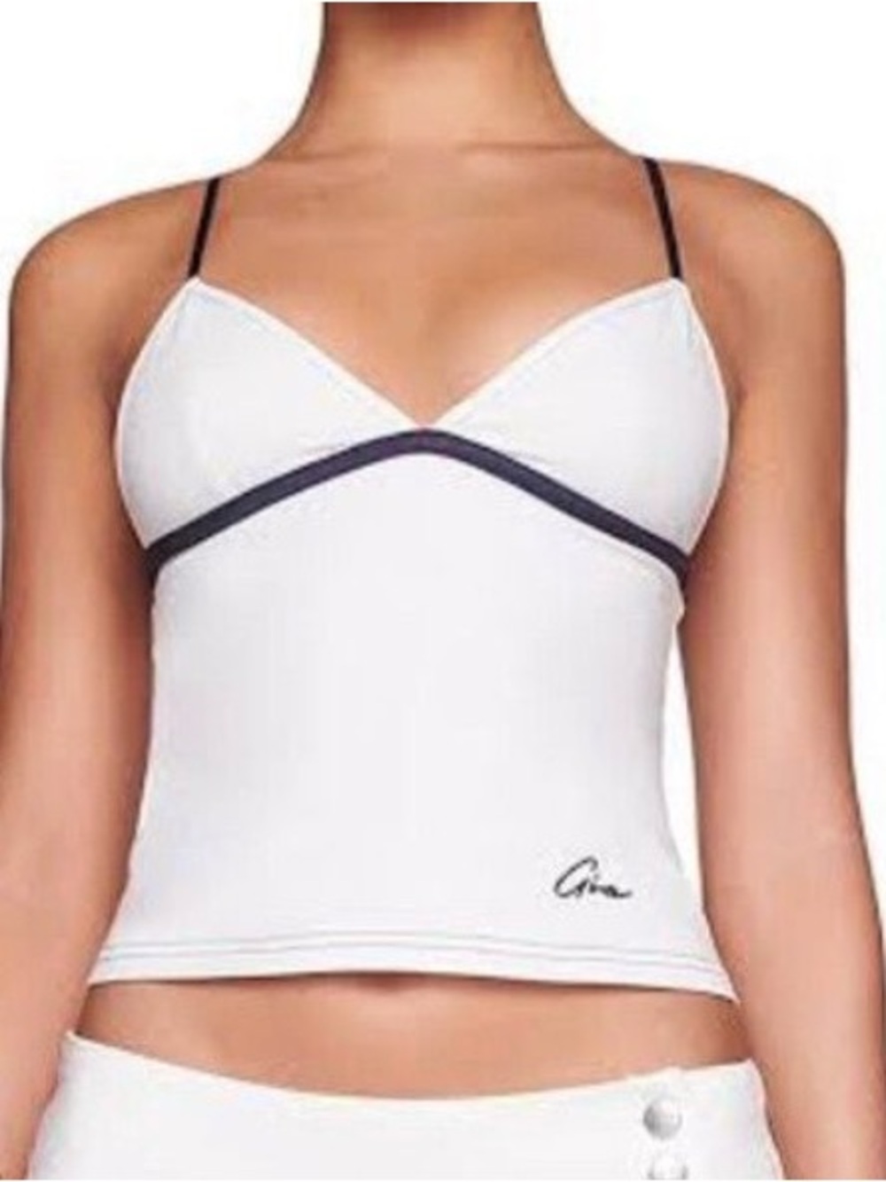 I.AM.GIA White Camisole with Black Contrast Trim